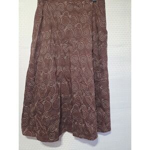 Judith Hart Collection Brown Embroidered Swirl Lined A-Line Midi Skirt‎ Size 6